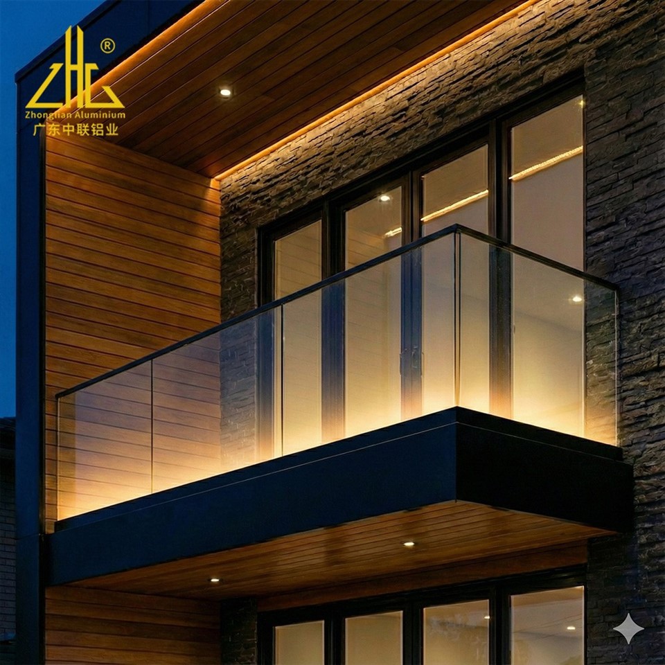 aluminum U channel modern glass balcony design (5)